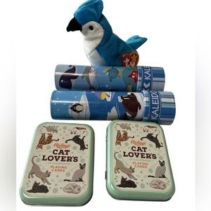Stocking Stuffer Bundle. 2 Decks Cat Playing Cards 2 Kaleidoscope Blue Jay Ty‎